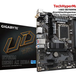 Gigabyte B760M DS3H AX DDR4 Motherboard (Micro-ATX Form Factor, Intel B760 Chipset, Soket LGA1700, 4 x DDR4 up to 128GB)