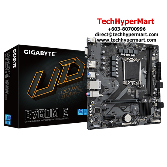 Gigabyte B760M-E Motherboard (Micro-ATX Form Factor, Intel B760 Chipset, Soket LGA1700, 2 x DDR5 up to 96GB)