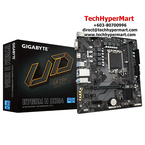 Gigabyte B760M-H-DDR4 Motherboard (Micro-ATX Form Factor, Intel B760 Chipset, Soket LGA1700, 2 x DDR4 up to 64GB)