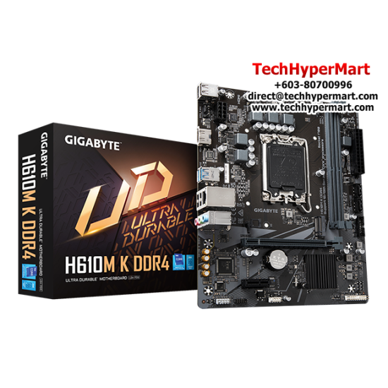 Gigabyte H610M K DDR4 Motherboard (Micro-ATX Form Factor, Intel H610 Chipset, Soket LGA1700, 2 x DDR4 up to 64GB)