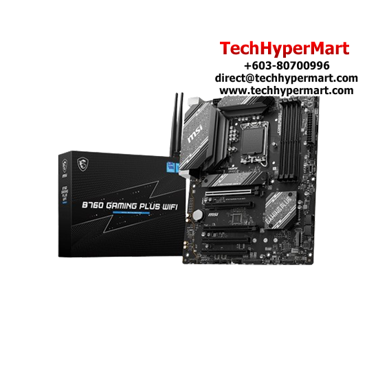 MSI B760 GAMING PLUS WIFI Motherboard (ATX Form Factor, Intel B760 Chipset, Socket LGA1700, 4 x DDR5 up to 256GB) MSI B760 GAMING PLUS WIFI Motherboard (ATX Form Factor, Intel B760 Chipset, Socket LGA1700, 4 x DDR5 up to 256GB)