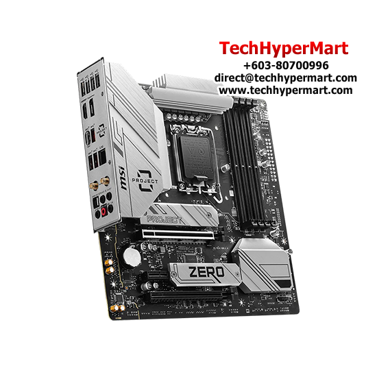 MSI B760M PROJECT ZERO Motherboard (mATX Form Factor, Intel B760 Chipset, Socket LGA1700, 4 x DDR5 up to 256GB)