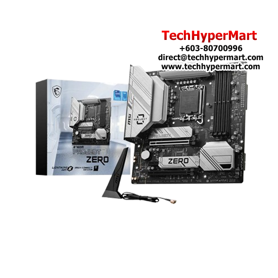 MSI B760M PROJECT ZERO Motherboard (mATX Form Factor, Intel B760 Chipset, Socket LGA1700, 4 x DDR5 up to 256GB)