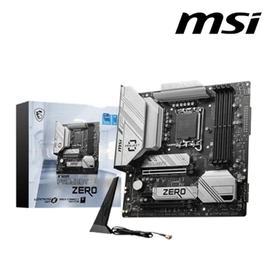 MSI B760M PROJECT ZERO Motherboard (mATX Form Factor, Intel B760 Chipset, Socket LGA1700, 4 x DDR5 up to 256GB)