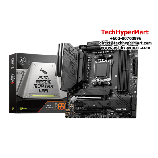 MSI MAG B650M MORTAR WIFI Motherboard (M-ATX Form Factor, AMD B650 Chipset, Socket AM5, 4 x DDR5 up to 128GB) MSI MAG B650M MORTAR WIFI Motherboard (M-ATX Form Factor, AMD B650 Chipset, Socket AM5, 4 x DDR5 up to 128GB)