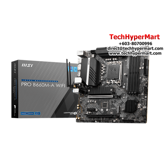 MSI PRO B660M-A WIFI (DDR5) Motherboard (M-ATX Form Factor, Intel B660 Chipset, Socket LGA1700, 4 x DDR5 up to 192GB)