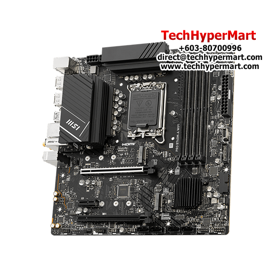 MSI PRO B760M-A WIFI Motherboard (mATX Form Factor, Intel B760 Chipset, Socket LGA1700, 4 x DDR5 up to 256GB) MSI PRO B760M-A WIFI Motherboard (mATX Form Factor, Intel B760 Chipset, Socket LGA1700, 4 x DDR5 up to 256GB)