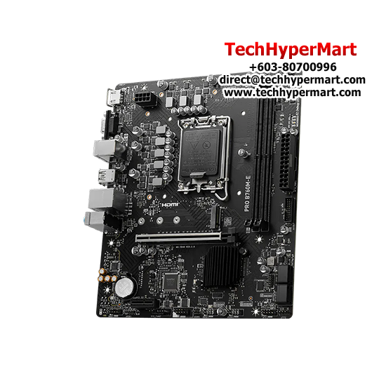 MSI PRO B760M-E Motherboard (mATX Form Factor, Intel B760 Chipset, Socket LGA1700, 2 x DDR5 up to 128GB)