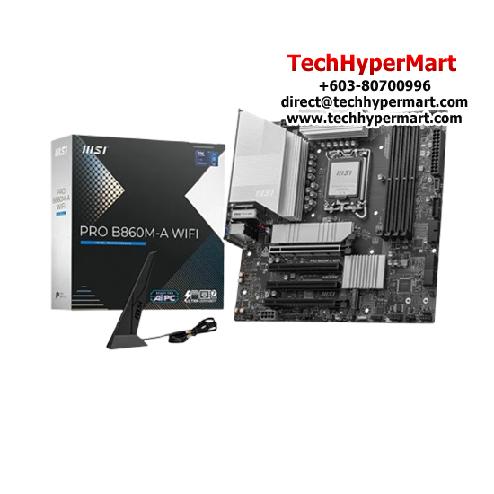 MSI PRO B860M-A WIFI Motherboard (mATX Form Factor, Intel B860 Chipset, Socket LGA1851, 4 x DDR5 up to 256GB)