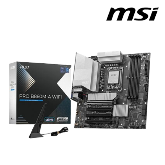 MSI PRO B860M-A WIFI Motherboard (mATX Form Factor, Intel B860 Chipset, Socket LGA1851, 4 x DDR5 up to 256GB)
