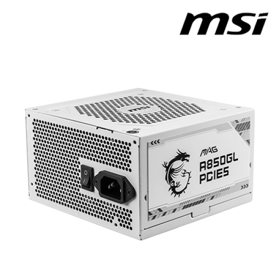 MSI MAG A850GL PCIE5 GOLD WHITE PSU (850 Watts, 100-240V, Protections OCP, OVP, OPP, OTP, SCP, UVP)