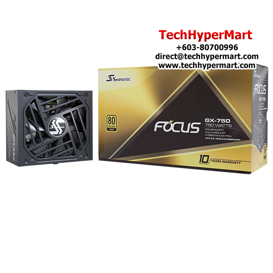 Seasonic Focus GX-750 ATX 3.0 Gold PSU  (750 Watts, 110-240V, Protections OPP, OVP, UVP, OCP, OTP, SCP)