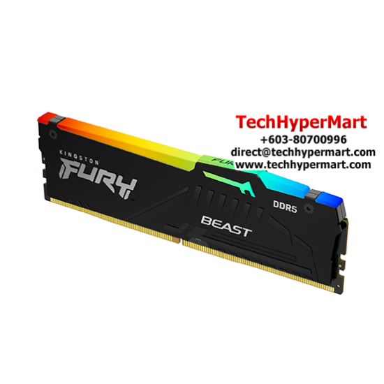 Kingston 16GB FURY Beast Desktop RAM (DDR5 4800MHz, CL38, Black, RGB, XMP, KF548C38BBA-16)