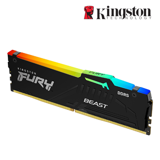 Kingston 16GB FURY Beast Desktop RAM (DDR5 4800MHz, CL38, Black, RGB, XMP, KF548C38BBA-16)