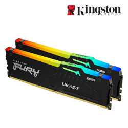 Kingston 16GB FURY Beast Desktop RAM (DDR5 5200MHz, CL40, Black, RGB, XMP, Kit of 2, KF552C40BBAK2-16)