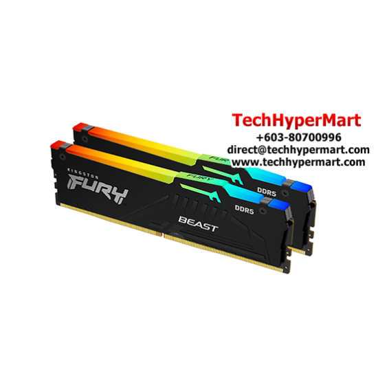 Kingston 32GB FURY Beast Desktop RAM (DDR5 5200MHz, CL36, Black, RGB, EXPO, Kit Of 2, KF552C36BBEA-32)