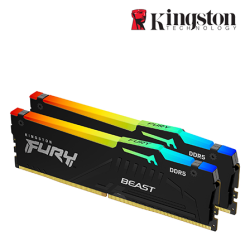 Kingston 64GB FURY Beast Desktop RAM (DDR5 5600MHz, CL36, Black, RGB, EXPO, Kit Of 2, KF556C36BBEAK2-64)