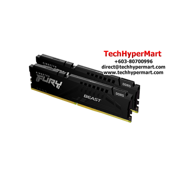 Kingston 64GB FURY Beast Desktop RAM (DDR5 5600MHz, CL36, Black, EXPO, Kit Of 2, KF556C36BBEK2-64)