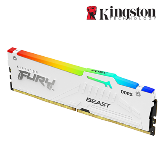 Kingston 16GB FURY Beast Desktop RAM (DDR5 5200MHz, CL36, White, RGB, EXPO, KF552C36BWEA-16)