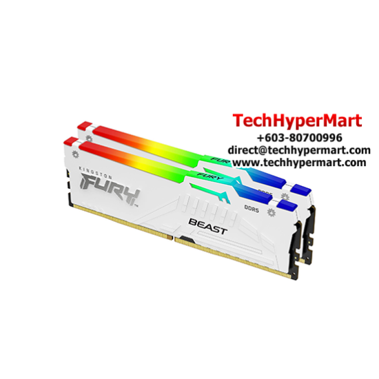 Kingston 32GB FURY Beast Desktop RAM (DDR5 5200MHz, CL36, White, RGB, EXPO, Kit Of 2, KF552C36BWEAK2-32)