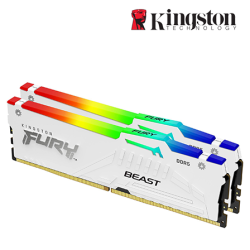 Kingston 64GB FURY Beast Desktop RAM (DDR5 5600MHz, CL36, White, RGB, EXPO, Kit Of 2, KF556C36BWEAK2-64)