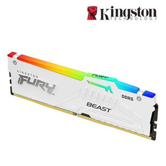 Kingston 16GB Fury Beast Desktop RAM (DDR5 5200MHz, CL40, White, EXPO, KF552C40BW-16)