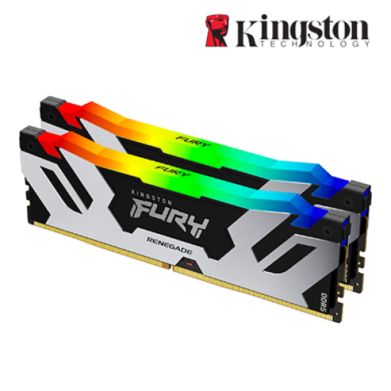 Kingston 32GB FURY Renegade Desktop RAM (DDR5 6400MHz, CL32, Silver, RGB, XMP, Kit Of 2, KF564C32RSAK2-32)