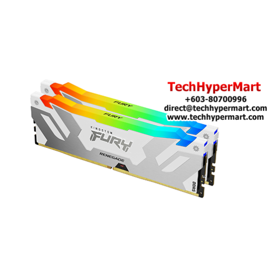 Kingston 32GB FURY Renegade Desktop RAM (DDR5 6400MHz, CL32, White, RGB, XMP, Kit of 2, KF564C32RWAK2-32)