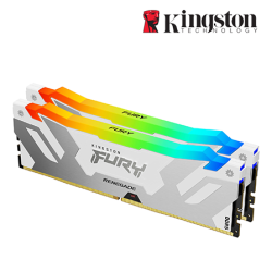 Kingston 32GB FURY Renegade Desktop RAM (DDR5 6000MHz, CL32, White, RGB, XMP, Kit of 2, KF560C32RWAK2-32)