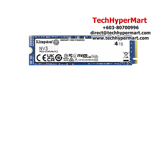 Kingston NV3 M.2 2280 PCIe 4TB Drive (PCIe NVMe 4.0 x4, 6000MB/s Read and 5000MB/s Write)