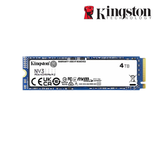 Kingston NV3 M.2 2280 PCIe 4TB Drive (PCIe NVMe 4.0 x4, 6000MB/s Read and 5000MB/s Write)