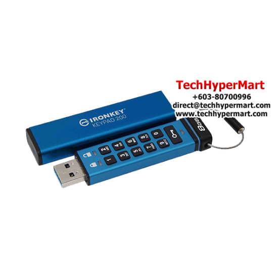 Kingston IronKey Keypad 200 8GB USB Flash Drive (8GB of Capacity, USB Type-A)