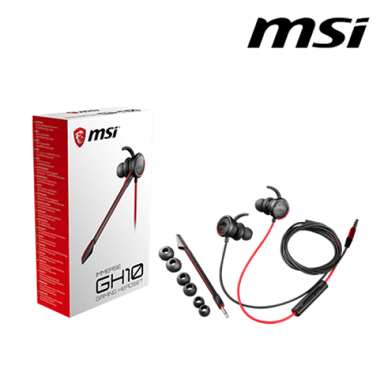 MSI IMMERSE GH10 Gaming Headset (20Hz – 20KHz, 100Hz to 10KHz, 3.5mm audio connector)