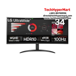 LG 34WR50QK 34" LED Monitor (VA, 3440 x 1440, 5ms, 300cd/m2, 100Hz, HDMI)