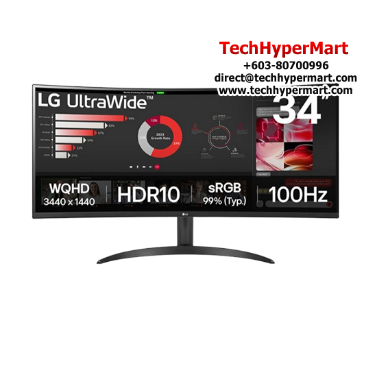 LG 34WR50QK 34" LED Monitor (VA, 3440 x 1440, 5ms, 300cd/m2, 100Hz, HDMI) LG 34WR50QK 34" LED Monitor (VA, 3440 x 1440, 5ms, 300cd/m2, 100Hz, HDMI)