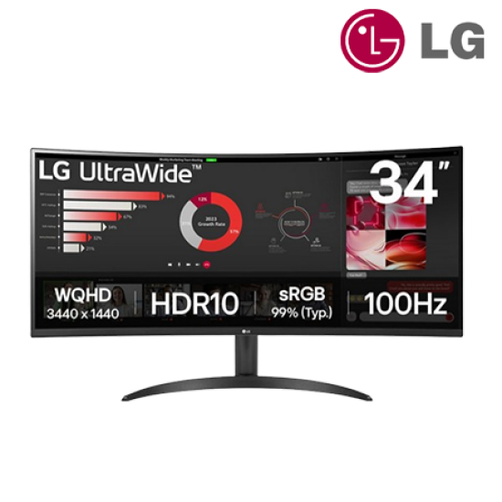 LG 34WR50QK 34" LED Monitor (VA, 3440 x 1440, 5ms, 300cd/m2, 100Hz, HDMI) LG 34WR50QK 34" LED Monitor (VA, 3440 x 1440, 5ms, 300cd/m2, 100Hz, HDMI)
