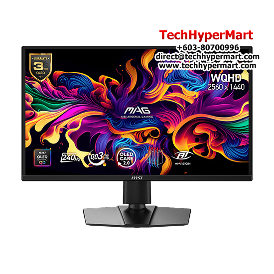 MSI MAG 272QP QD-OLED X24 26.5" Gaming Monitor (OLED, 2560 x 1440, 0.3ms , 400cd/m², 240Hz, HDMI, DP)