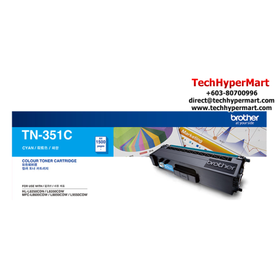 Brother TN-351C, TN-351M, TN-351Y Color Toner (up to 1500pgs, For HL-L8250CDN, MFC-L9550CDW)