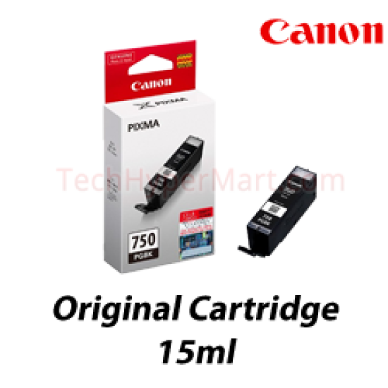 Canon PGI-750 Black Pigment Ink Tank (15ml, For MG5470, 6370, iP7270, MX727)