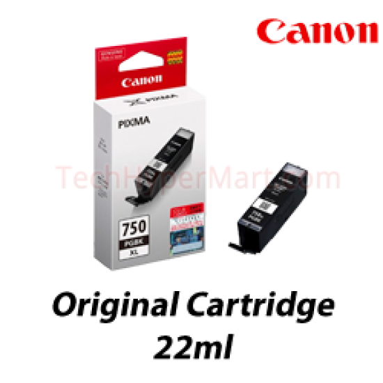 Canon PGI-750XL Black Pigment Ink Tank (22ml, For MG5470, 6370, iP7270, MX727)