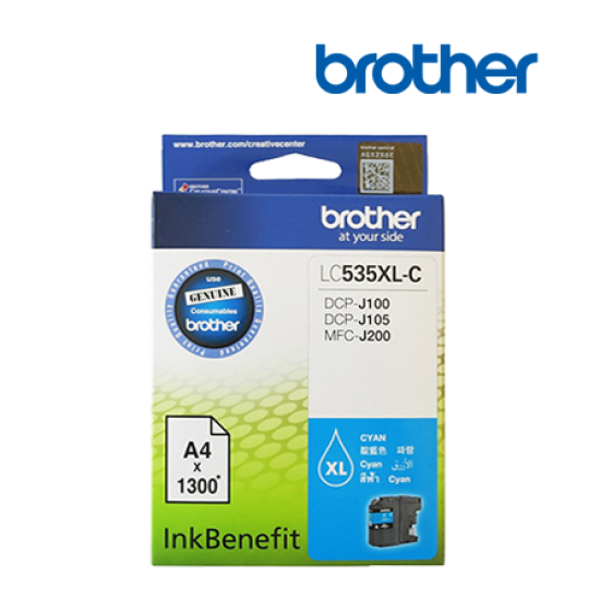 Brother LC535XLC, LC535XLM, LC535XLY Color Ink (Up to 1300 Pages, For MFC-J200, DCP-J105)