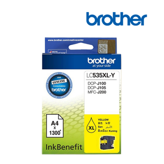 Brother LC535XLC, LC535XLM, LC535XLY Color Ink (Up to 1300 Pages, For MFC-J200, DCP-J105)