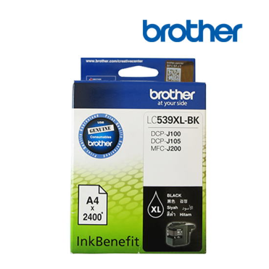 Brother LC539XLBK Black Ink Cartridge (Up to 2400 Pages, For MFC-J200, DCP-J105, DCP-J100)